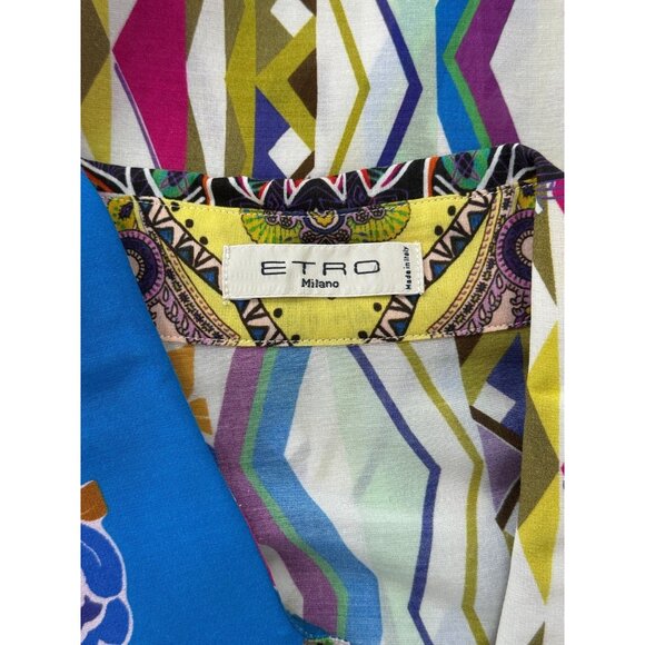 Etro Button-Up Blouse Floral Long-Sleeve Tunic Italy Silk Cotton Womens Size XXL - Picture 4 of 8